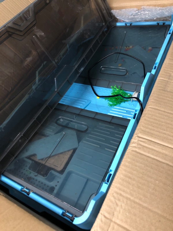 Photo 1 of USED**
Turtle Habitat Tank Kit– Fresh Filtration, Waterplay Fun, Diverse Living, Heat Lamp, Water Pump and Convenient Water Changes in Turtle Tanks, Habitat Kits, Turtle cage(Blue, X-Large) X-Large Blue