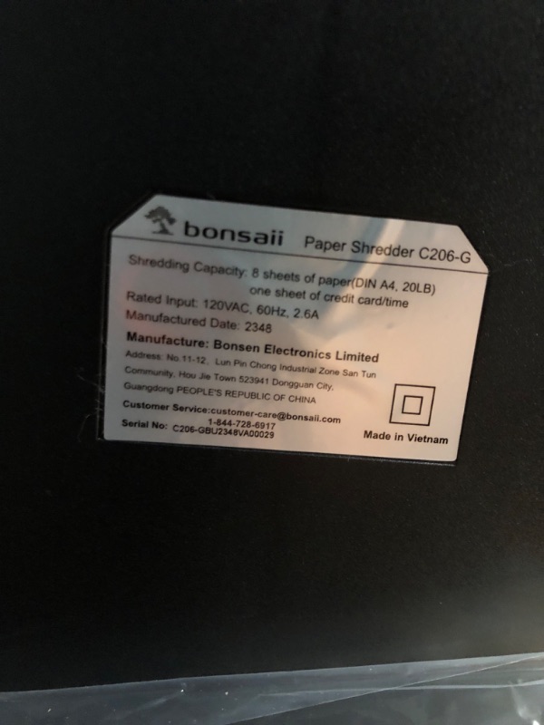 Photo 2 of Bonsaii 8 Sheet High Security Micro Cut Paper Shredder