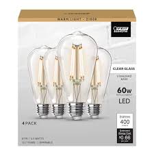 Photo 1 of **4 PACK BUNDLE NON REFUNDABLE**
60-Watt Equivalent ST19 Dimmable Straight Filament Clear Glass E26 Vintage Edison LED Light Bulb, Day Light (4-Pack)