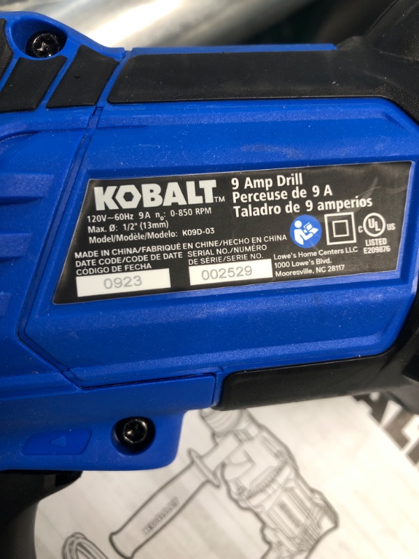 Photo 3 of : Kobalt 9-Amp 1/2-in Keyed Corded Drill