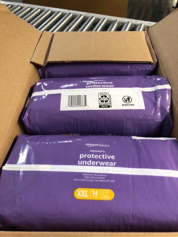 Photo 2 of 3 PACK
Amazon Basics Incontinence & Postpartum Underwear for Women, Maximum Absorbency, 2X Large, 14 Count, Lavender (Previously Solimo) 2X-Large (14 Count)