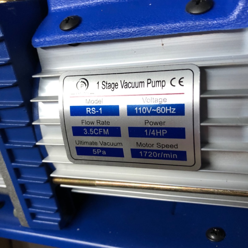 Photo 4 of (NON-REFUNDABLE) P PBAUTOS 3CFM 1/4HP Single Stage Vacuum Pump and 3-Way Manifold Gauge Set for R12, R22, R134A, R502 Refrigerants for HVAC Refrigeration Recharging and Maintenance, No Oil Included 3CFM Vacuum Pump Set