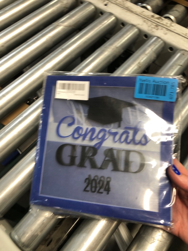 Photo 3 of Class of 2024 Graduation Card Box with 30 Pcs Advice Cards, Blue Black Graduation Card Box Holder with LED Light Congrats Grad Gift Card Box for School College 2024 Graduation Party Decor