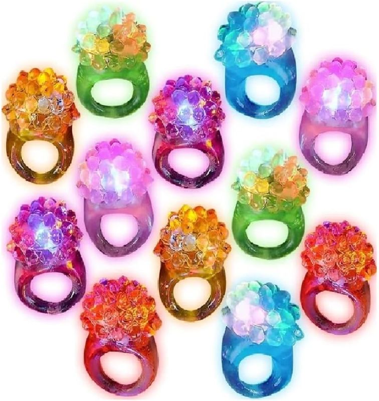 Photo 1 of C&H Solutions Novelty 96 ct Flashing LED Bumpy Rings Blinking Soft Jelly Glow By C&H