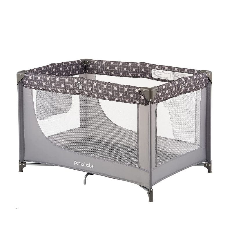 Photo 1 of 
Pamo Babe Portable Crib Baby Playpen with Mattress and Carry Bag BLACK