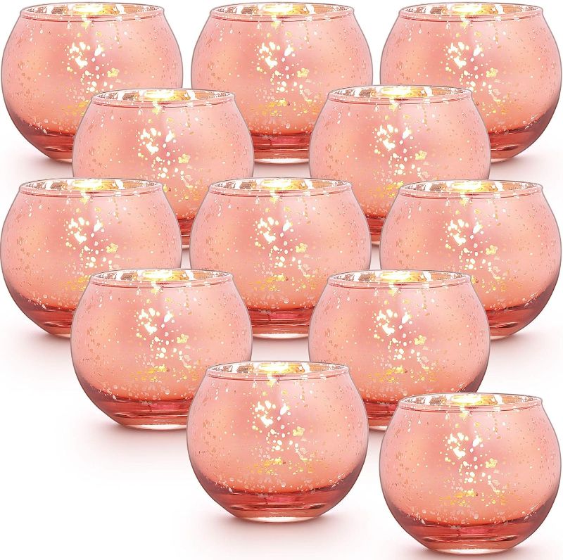 Photo 3 of LAMORGIFT 24 Pcs Rose Gold Votive Candle Holders- Tealight Holders