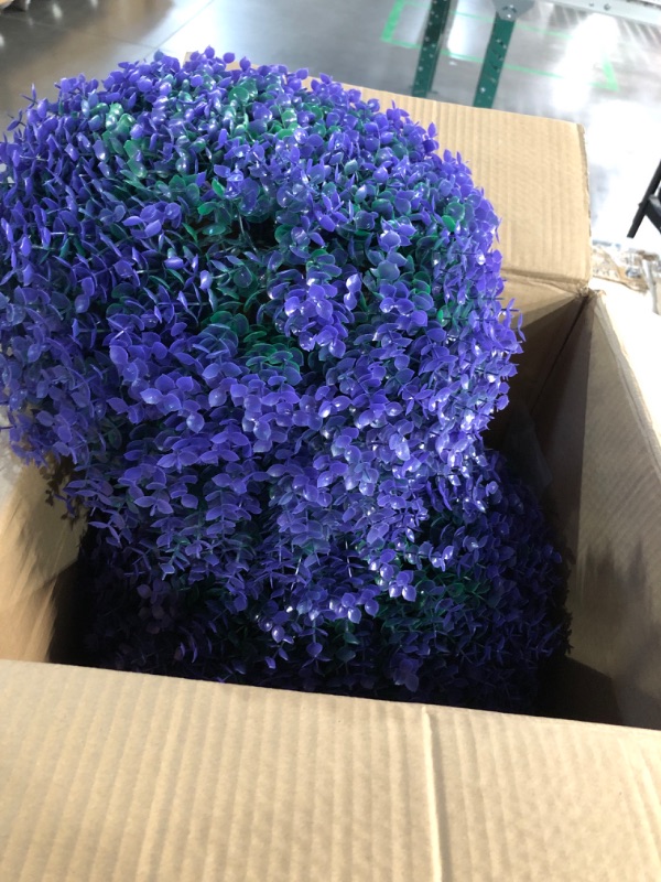 Photo 2 of (READ FULL POST) Two 16 Inch Artificial Plant Purple Topiary Ball, UV Resistant Anti-Fading Faux Boxwood Balls, Hanging Fake Plants Balls for Indoor Outdoor, Garden, Wedding Party Decor