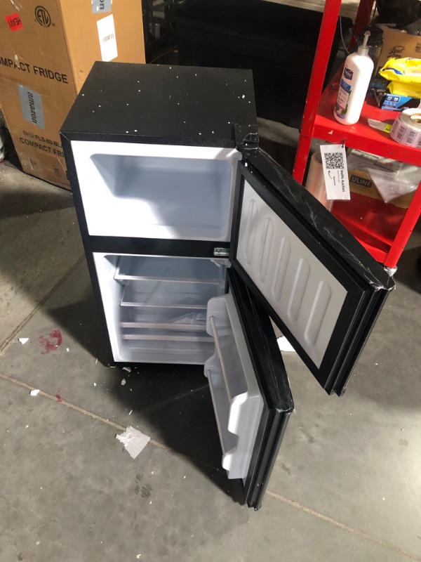 Photo 3 of ***USED - POWERS ON - UNABLE TO TEST FURTHER - SEE COMMENTS***
KRIB Bling FLS-80-Black 3.5Cu.Ft Compact, Small Refrigerator with Freezer, Retro Fridge with Dual Door, 7 Level Adjustable Thermostat for Garage, Dorm,Bedroom, Office, Apartment, Black