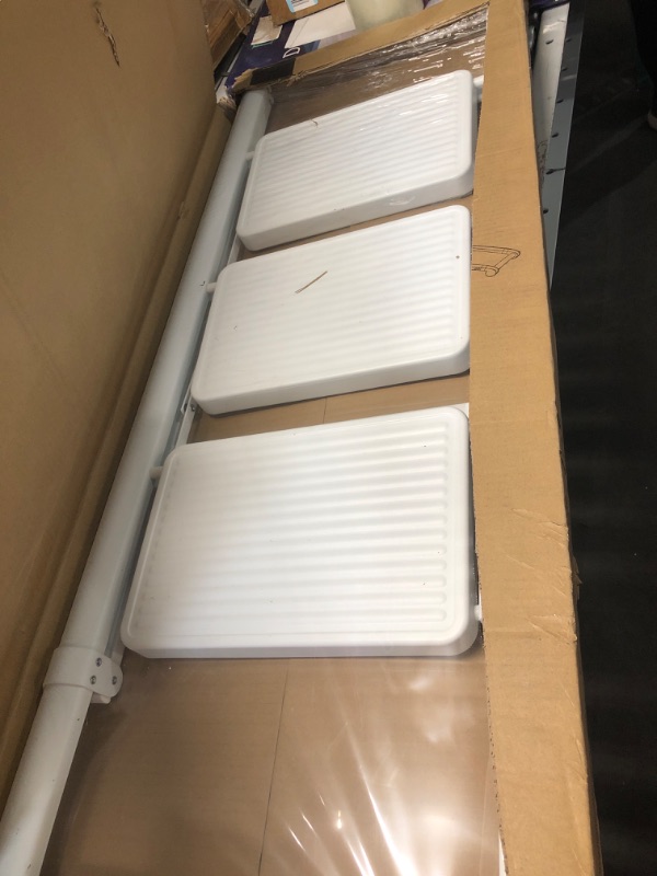 Photo 1 of JOISCOPE 3 Step Ladder,Folding Step Stools for Adults with Wide Anti-Slip Pedal, 600lbs Lightweight Sturdy Steel Ladder,Convenient Handgrip,Portable Folding Ladder for Home Kitchen Office,White B-white 3 Steps