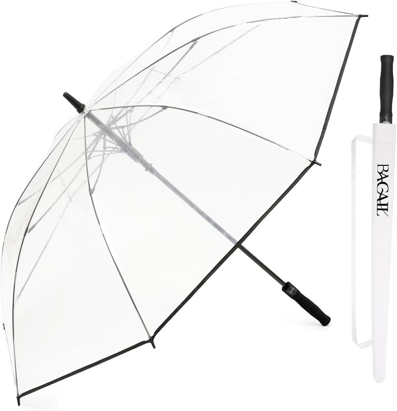 Photo 1 of  ***STOCK PHOTO REFERENCE ONLY ***
61 Inch Large Clear Golf Umbrella Oversized Automatic Open Stick Umbrella Transparent