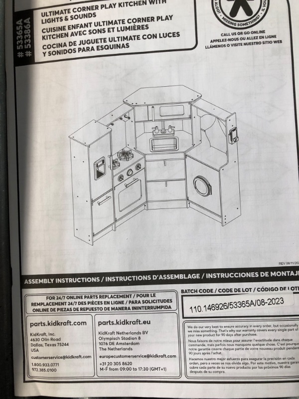 Photo 3 of KidKraft Ultimate Corner Wooden Play Kitchen with Lights & Sounds, Play Phone and Curtains, Espresso, Gift for Ages 3+