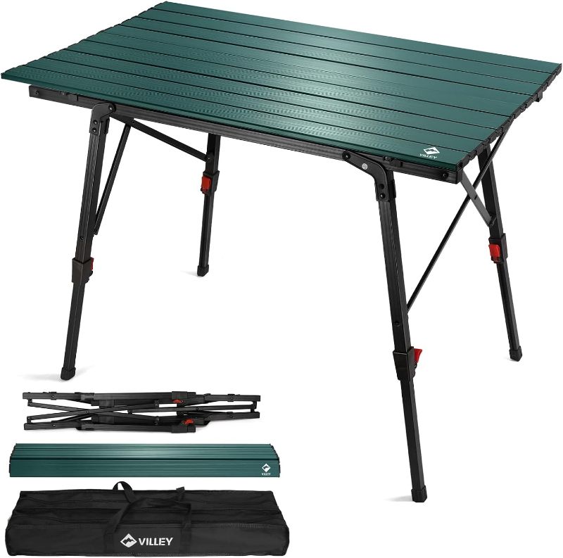 Photo 1 of (NON-REFUNDABLE) VILLEY Portable Camping Table with Adjustable Legs, Lightweight Aluminum Folding Beach Table with Carrying Bag for Outdoor Cooking, Picnic, Beach, Backyards, BBQ and Party
