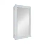 Photo 1 of **CHECK CLERK COMMENTS** 15-1/4 in. W x 26 in. H Framed Recessed or Surface-Mount Bathroom Medicine Cabinet with Mirror, Gray **slightly damaged on left side bottom