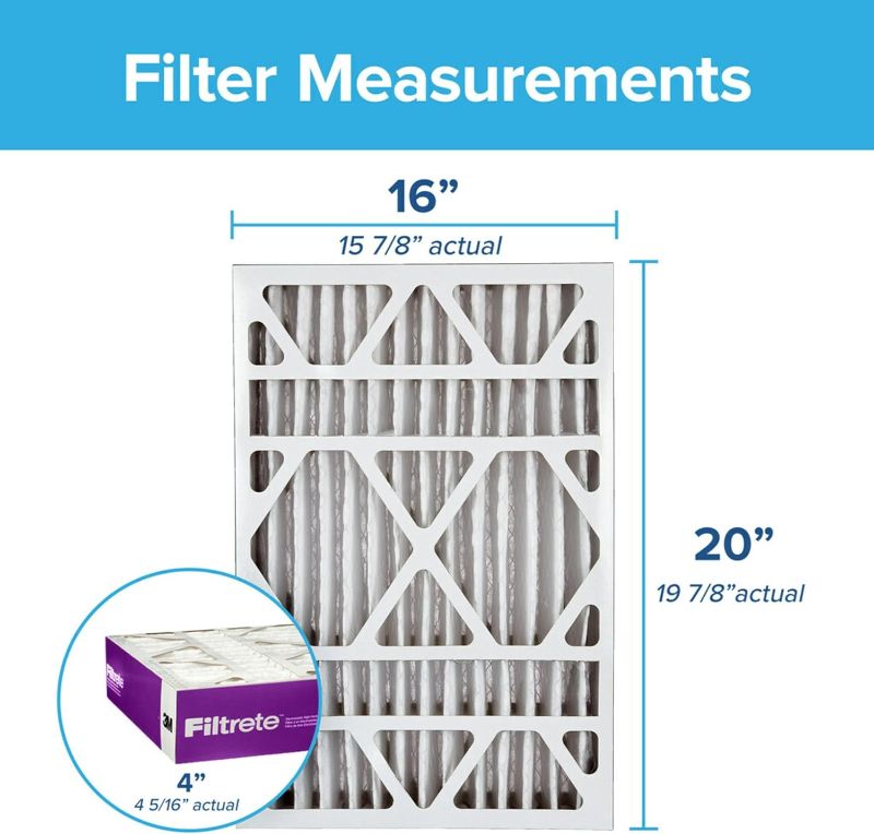 Photo 3 of **NON-REFUNDABLE** (SINGLE) Filtrete 16x20x4 AC Furnace Air Filter, MPR 1550, MERV 12, Fits Lennox & Honeywell Devices, Asthma & Allergy Friendly, Electrostatic Air Cleaning Filter, (actual size 15.88 x 19.88 x 4.31)
