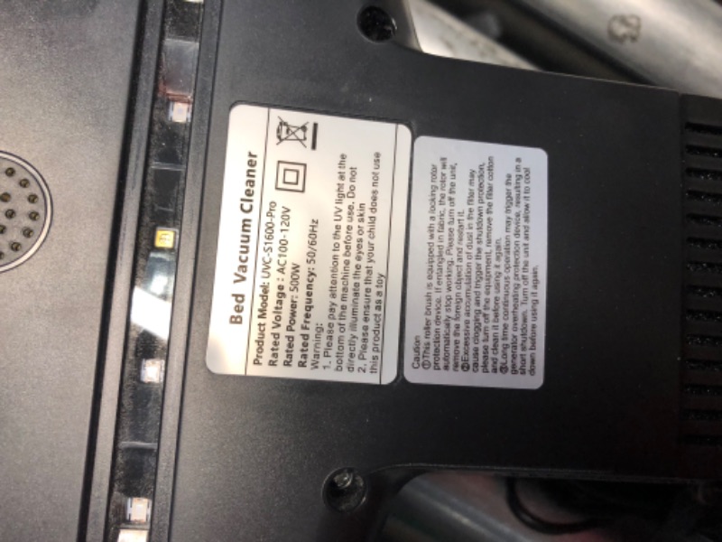 Photo 3 of ***USED - POWERS ON - UNABLE TO TEST FURTHER - SEE PICTURES***
JPHYLL Mattress Vacuum Bed Vacuum Cleaner with UV 16Kpa Suction & 253.7nm UV-C Light & HEPA Filter & Heating & Ultrasonic Quintuple Tech, 30000 RPM/Min Brushroll Rotation Widened Suction Port