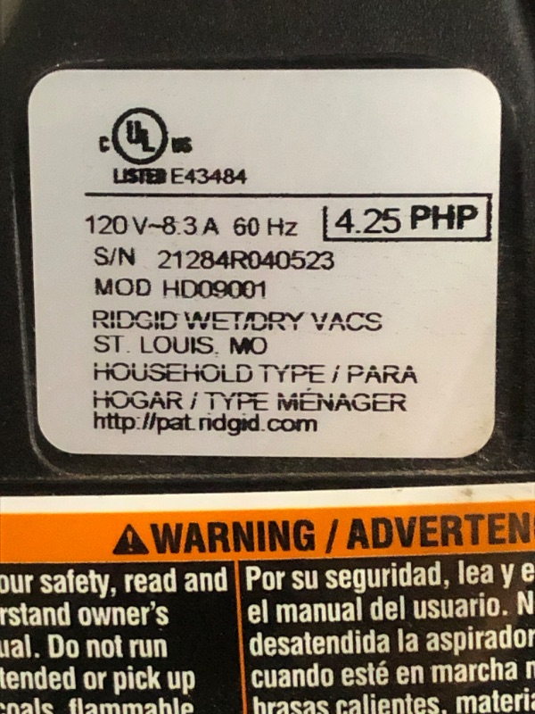 Photo 4 of (used)(incomplete)(see all images) 6 Gallon 3.5 Peak HP NXT Wet/Dry Shop Vacuum with Filter, Locking Hose and Accessories