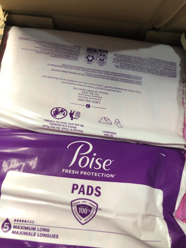 Photo 3 of Poise Incontinence Pads & Postpartum Incontinence Pads, 5 Drop Maximum Absorbency, Long Length, 128 Count (2 Packs of 64), Packaging May Vary