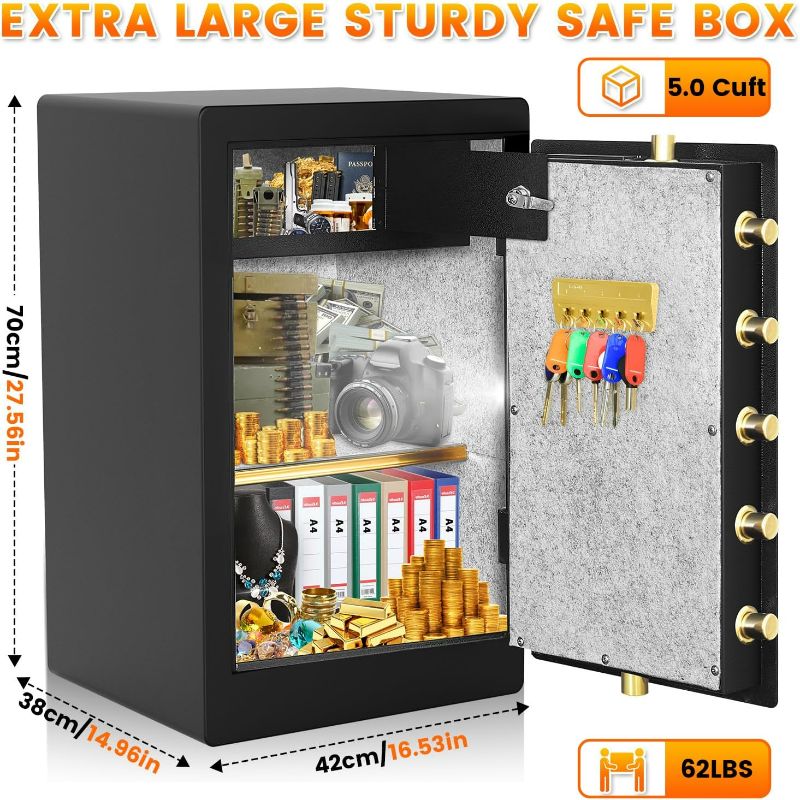 Photo 4 of (NON-REFUNDABLE) 5.0 Cuft Extra Large Fireproof Safe Box For Home, Heavy Duty Digital Home Safes Fireproof Waterproof with Key Combination Lock, Sensor Light, Security Document Fire Safe for Business Money Medicine