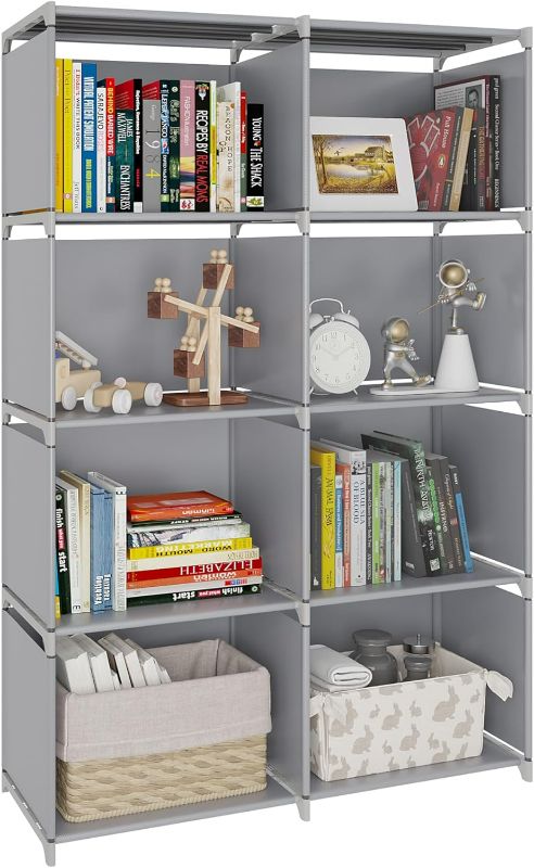 Photo 1 of Cube Storage, Double Row 5-Tier Cubes Closet Storage Shelf, DIY Wall Cabinet Bookshelf Plastic Square Storage Rack, Suitable for Bedroom, Living Room, Office, Kitchen, Warehouse (Grey)
