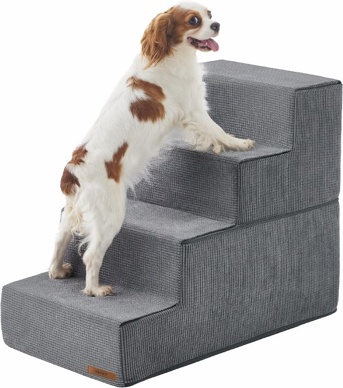 Photo 1 of (Similar to Stock Photo) Lesure Dog Stairs for High Beds, Extra Wide Pet Stairs, 3-Steps Dog Steps for Large/Medium/Small Dogs and Old Cats, Foldable Dog Steps with CertiPUR-US Certified Foam and Non-Slip Bottom, Grey 3-Step (H: 16.5IN) Grey