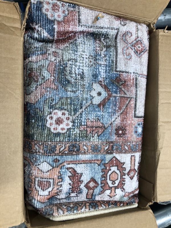 Photo 1 of (Similar to Stock Photo) Keen Home Design Area Rugs - Non-Shedding, Thick Pile Abstract Rugs for Kitchen, Living Room, Bedroom, Dining Room, Entryway (Path Beige/Cream/Blue, 5'3'' x 7'7'')
