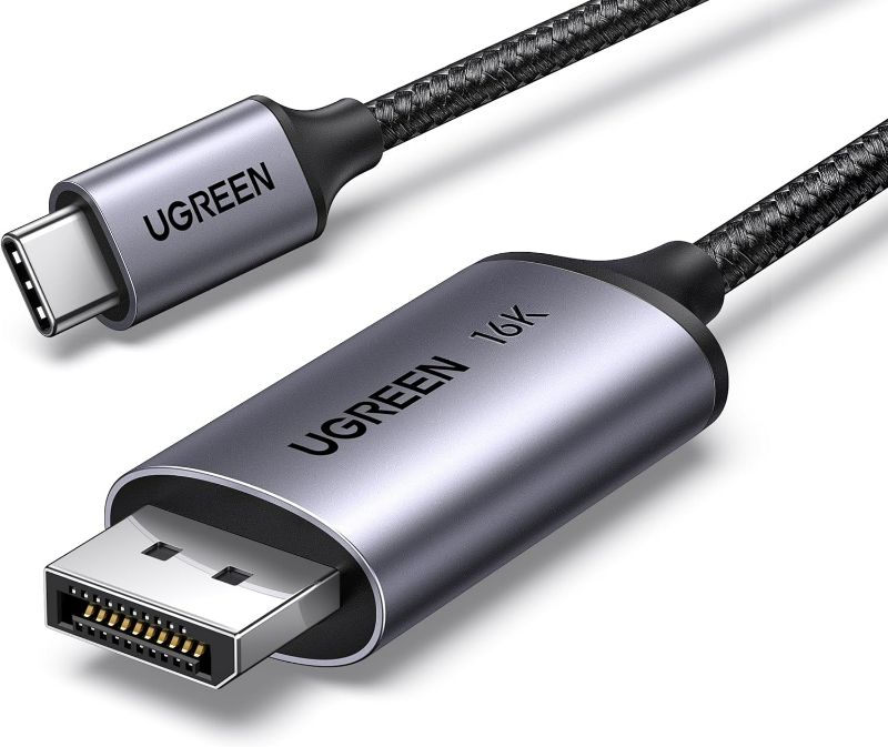 Photo 1 of UGREEN USB C to DisplayPort 2.1 Cable 16K@30Hz 8K@120Hz 40Gbps Thunderbolt 4/3 to DisplayPort Cord Alu Braided Compatible iPhone 15 Pro Max, Galaxy S24, MacBook Pro/Air, iPad, Mac Mini, XPS 17, 6.6FT
