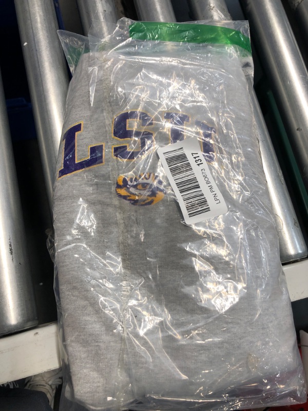 Photo 2 of Size Small unisex-adult LSU Tigers Arch Over Heather Gray Officially Licensed Pullover Hoodie, Long Sleeve
