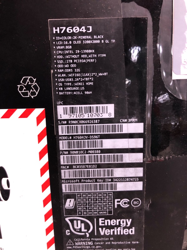 Photo 5 of **READ NOTES**ASUS 023 ProArt StudioBook 16 OLED Laptop, 16” 3.2K OLED Touch Display, Intel Core i9-13980HX CPU, Nvidia GeForce RTX 4060 GPU, 16GB DDR5 RAM, 1TB SSD, Windows 11 Home, H7604JV-PS94T, Mineral Blacks
