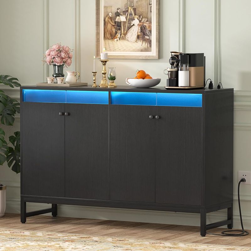 Photo 1 of (NON-REFUNDABLE) Sideboard Buffet Cabinet - Kitchen Storage Cabinet with Power Outlet & Led Lights