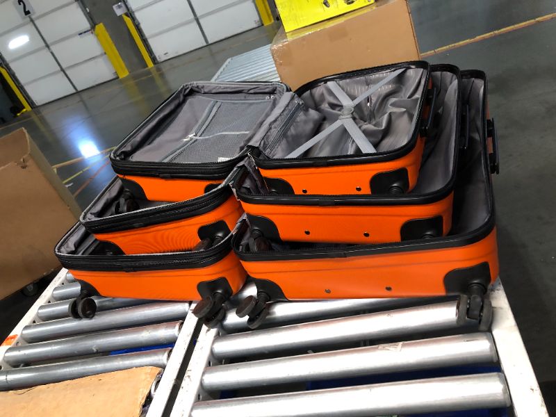 Photo 2 of ***DAMAGED - TOP CAVED IN - SEE PICTURES***
Amazon Basics 3-Piece Set Luggage (20", 24", 28") - Hardside Expandable Suitcase With Four Spinner Wheels and Scratch-Resistant Surface, Orange