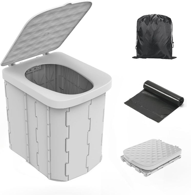 Photo 1 of Portable Camping Toilet for Adults - Hapoon XL Portable Folding Toilet with Lid