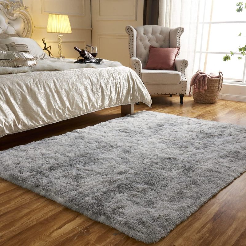 Photo 1 of ***USED - DIRTY - NO PACKAGING***
EasyJoy Super Soft Rugs for Living Room, Area Rugs for Bedroom 8x10 Tie Dyed Light Grey Fluffy Room Rug, Large Shag Throw Rug for Nursery Kids Room, Cute Mordern Fuzzy Rug for Playroom