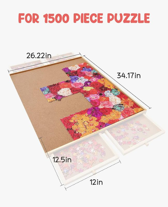 Photo 5 of (NON-REFUNDABLE) Gamenote Jigsaw Puzzle Board with Cover Mat - Portable Large Puzzle Table with Drawers for Adults, Wooden Smooth Plateau Work Surface (1000 Pieces)