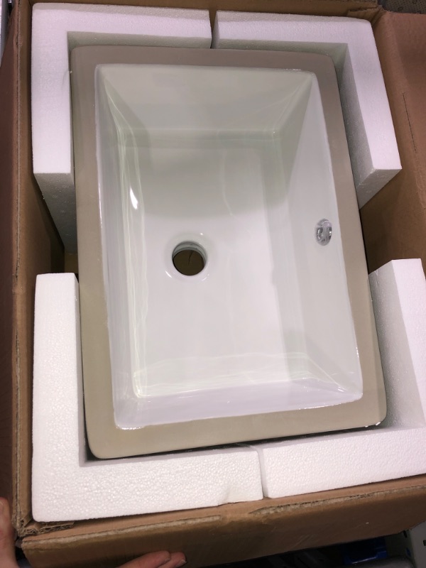 Photo 3 of (READ FULL POST) Bathroom Sink Undermount - Kichae 18 Inch Vanity Sink Modern White Rectangular Undermount Sink Porcelain Ceramic Lavatory Vanity Bathroom Sink