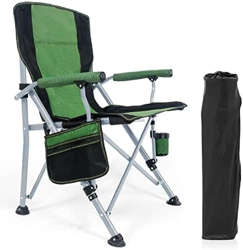 Photo 1 of (READ FULL POST) Folding Camping Chair Portable Outdoor Beach Chair, Heavy Duty Foldable Lawn chair Support 330lbs, Collapsible Lightweight Camp Chair with Cup Holder&Carry Bag for Fishing Outside Sports Picnic(Green)
