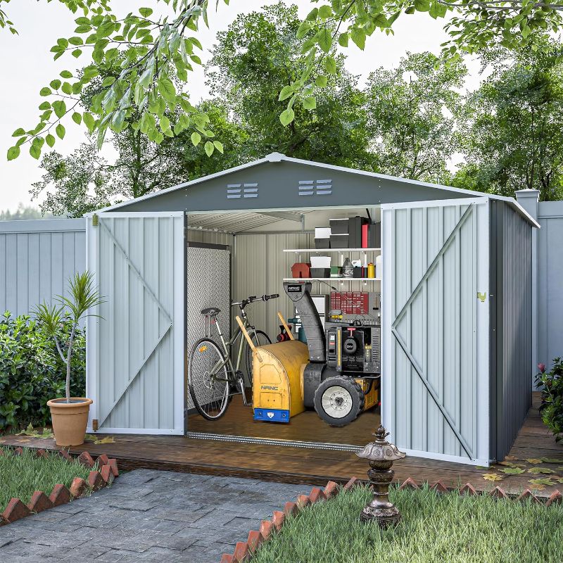 Photo 1 of (important)(incomplete)(missing box 1 of 2) Metal Shed for Outdoor Storage,10 X 8 FT Large Garden Sheds