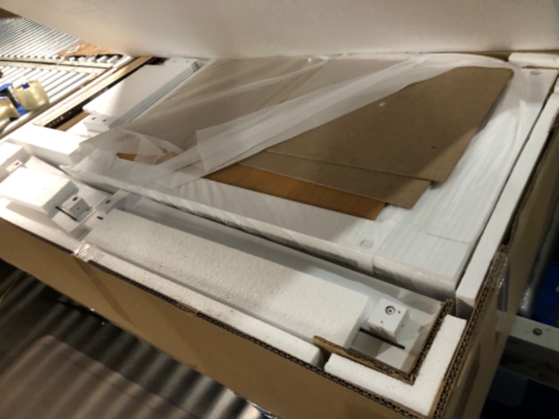 Photo 1 of High Loft Bed, Twin Bed Frame with Ladder, Shelves and Desk, No Box Spring Needed, white box 1 0f 2