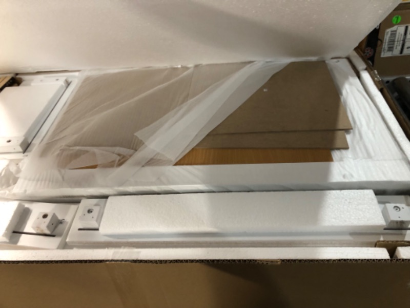 Photo 1 of High Loft Bed, Twin Bed Frame with Ladder, Shelves and Desk, No Box Spring Needed, white box 1 0f 2