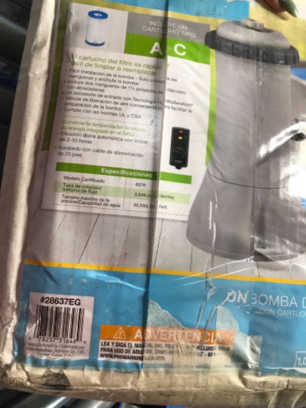 Photo 5 of ***NON-REFUNDABLE NO RETURNS SOLD AS IS**PARTS ONLY***INTEX 28637EG C1000 Krystal Clear Cartridge Filter Pump for Above Ground Pools, 1000 GPH Pump Flow Rate 1,000 Gallons Per Hour 1,000 Gallons Per Hour Filter Pump