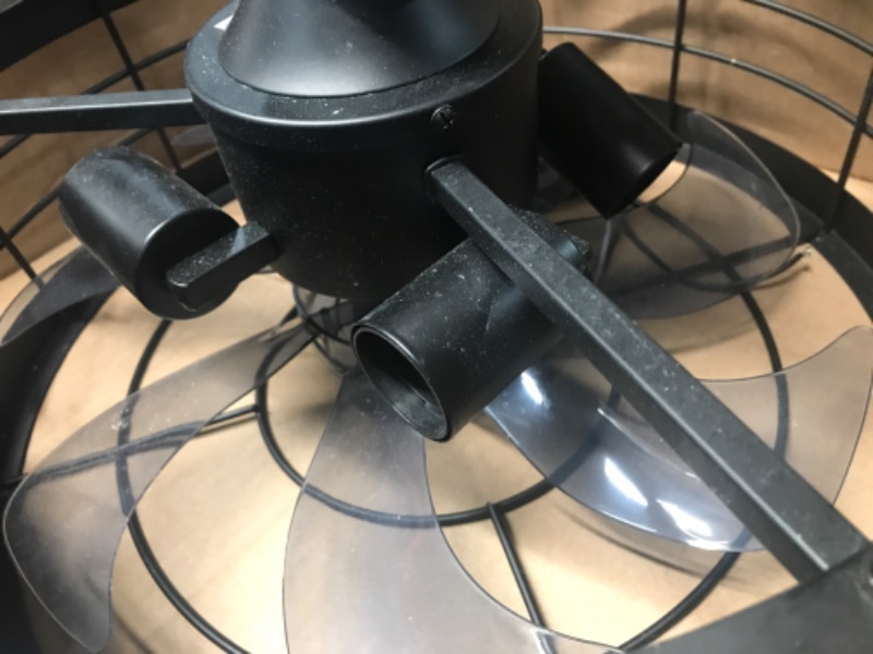 Photo 4 of ***SEE NOTES*** LEDIARY 16.5in Black Caged Ceiling Fan With Light, Bladeless Industrial Ceiling Fan With Remote, Rustic Metal Fan Lights Ceiling Fixtures For Kitchen, Farmhouse, Bedroom?6 Speed,1/2/4/8h Timing?-Black