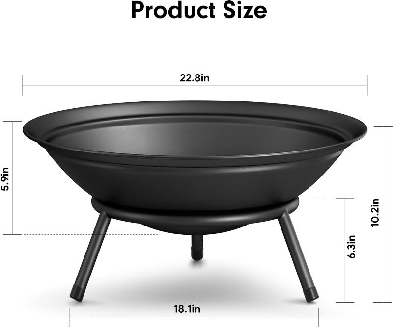 Photo 4 of (READ FULL POST) AMAGABELI GARDEN & HOME Fire Pit Outdoor Wood Burning Fire Bowl 22.6in with A Drain Hole Fireplace Extra Deep Large Round Outside Backyard Deck Camping Heavy Duty Metal Grate Rustproof
