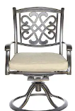 Photo 1 of **STOCK IMAGE IS A REFERENCE ONLY, SEE PHOTOS***  Outdoor patio chair Set of 1 Brown Aluminum Frame Swivel Bar Stool Chair with Off-white Sling Seat
