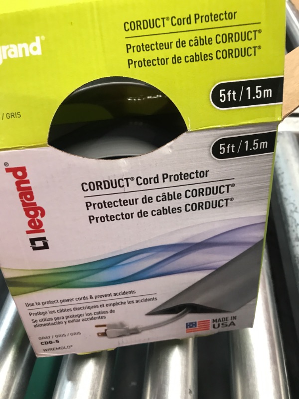 Photo 2 of C2G Wiremold Floor Cord Management Kit, Corduct, Cord Protector, Wire Organizer and Hider, Rubber Cable Cover and Concealer, Gray, 5 Feet, CDG-5 Gray 5 Feet