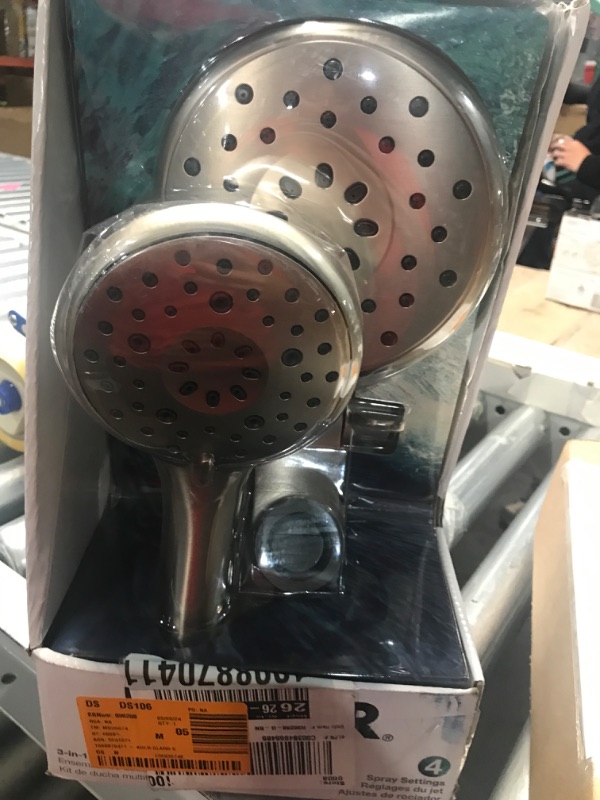 Photo 1 of **HOSE IS MISSING** Claro 1-Spray Dual Wall Mount Fixed and Handheld Shower Head 1.75 GPM in Vibrant Brushed Nickel