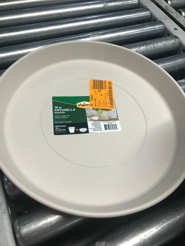 Photo 1 of **LOOKS NEW/3PACK** 16 in. Dia. Antonella Cottage Stone Plastic Plant Saucer-
