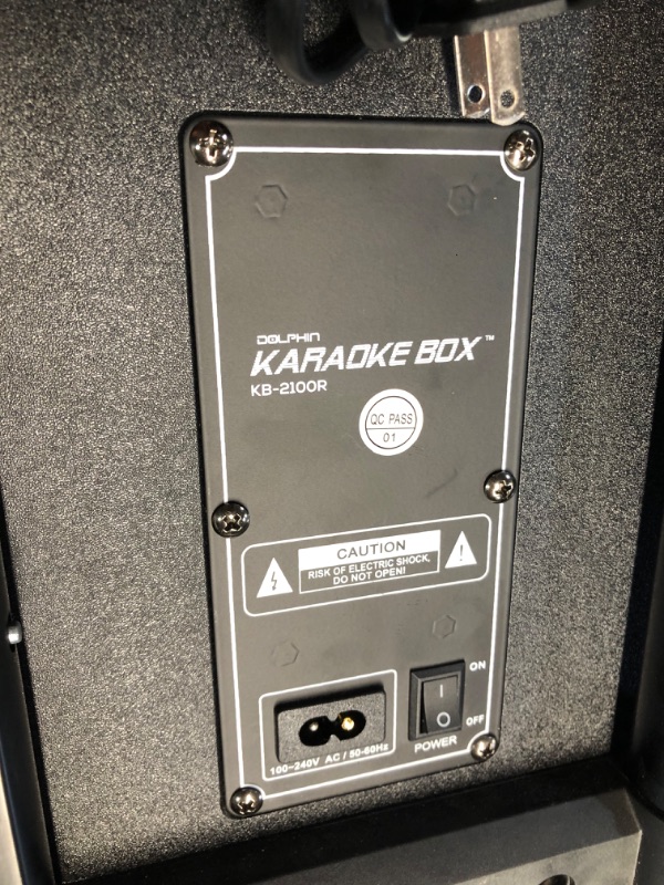 Photo 7 of ***DAMAGED - UNTESTED - NO PACKAGING - SEE COMMENTS***
Dolphin KB-2100R Rechargeable Karaoke Machine with 2 Wireless Mics & Lyrics Display Screen | Dual 10" Speakers, 14" Touchscreen Tablet, Voice Modulation, Bluetooth, USB, TF, FM, AUX, Portable