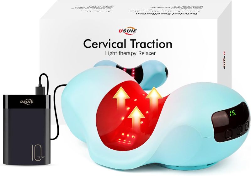 Photo 1 of (READ FULL POST) USUIE Red Light Therapy Neck Traction Pillow, Neck Stretcher for Neck Pain Relief, Cervical Traction Device for Tension Headache and Neck Hump Corrector with 10000 mAh Power Bank
