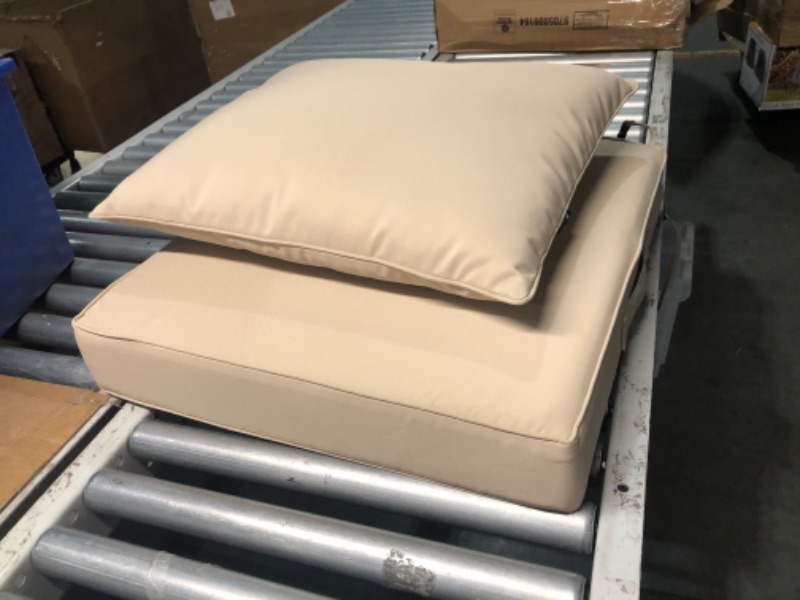 Photo 2 of ***USED - DIRTY - NO PACKAGING***
Favoyard Outdoor Seat Cushion Set 24 x 24 Inch Waterproof & Fade Resistant Patio Furniture Cushions with Removable Cover Deep Seat & Back Cushion with Handle and Adjustable Straps for Chair Sofa Couch Beige 24 x 24 Inch