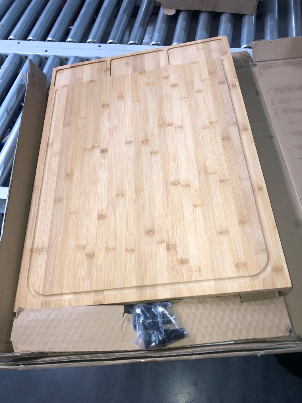 Photo 2 of (READ FULL POST) 30 x 21 in Extra Large Bamboo Cutting Board and Stovetop Cover, Stove Top Cover Chopping Board with Detachable Legs and Juice Groove, Sink Cover Board, for Restaurant Kitchen Countertop
