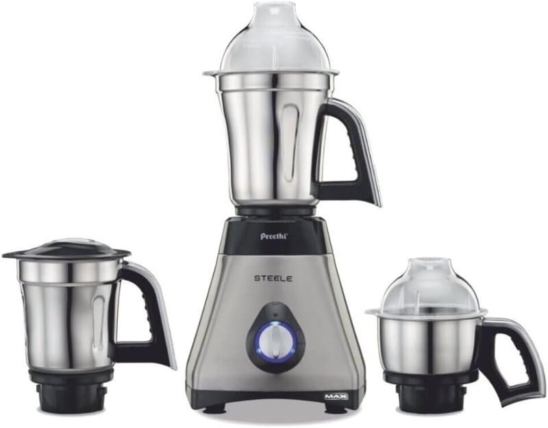 Photo 1 of (used)(functional) Preethi Steele 3-Jar Mixer Grinder, 550-Watt, Silver